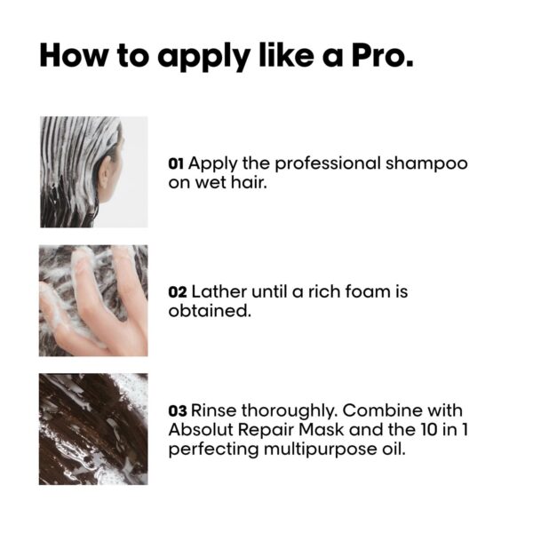 L'Oréal Professionnel Absolut Repair Shampoo for Dry & Damaged Hair - 300ml - Image 5