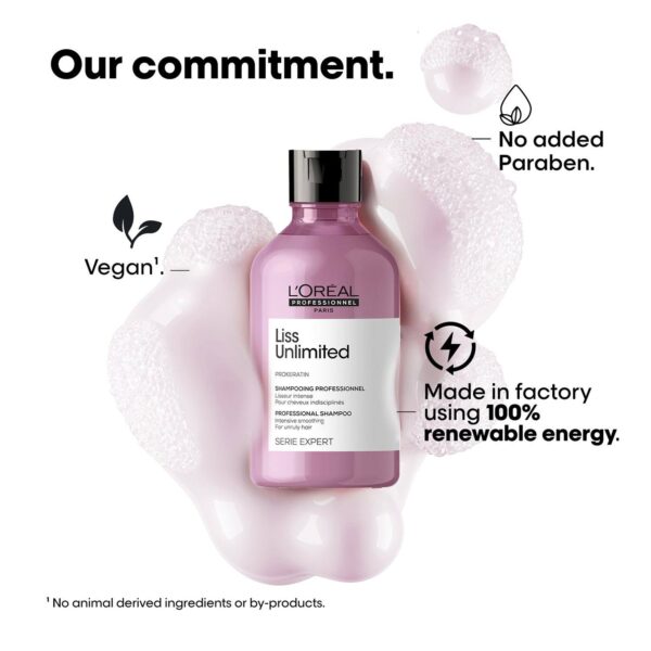 L'OREAL PROFESSIONNEL Liss Unlimited Shampoo for Frizzy & Unruly Hair (300 ml) With Pro-Keratin - Image 3